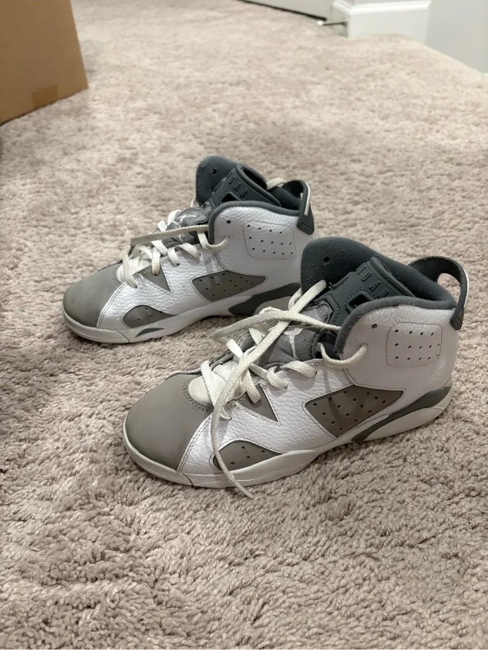Jordan Kids Gray and White High-Top Sneakers